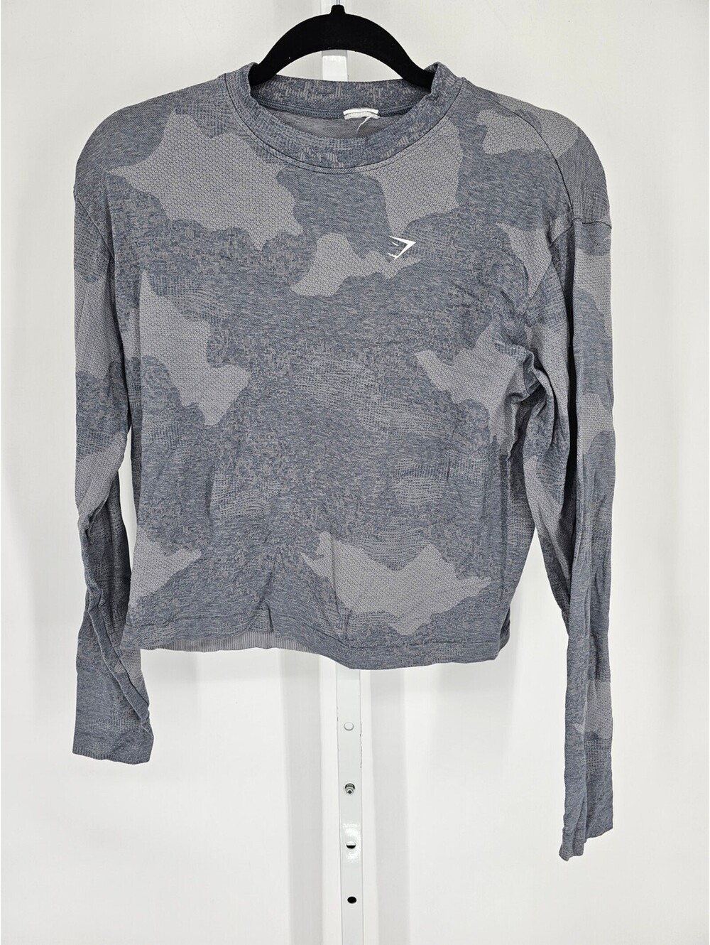 Gymshark Womens Sz M Adapt Camo Seamless Long Sleeve Top Gray